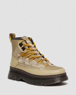 Men's Dr Martens Boury Nylon & Leather Casual Boots Olive | Singapore_Dr54668